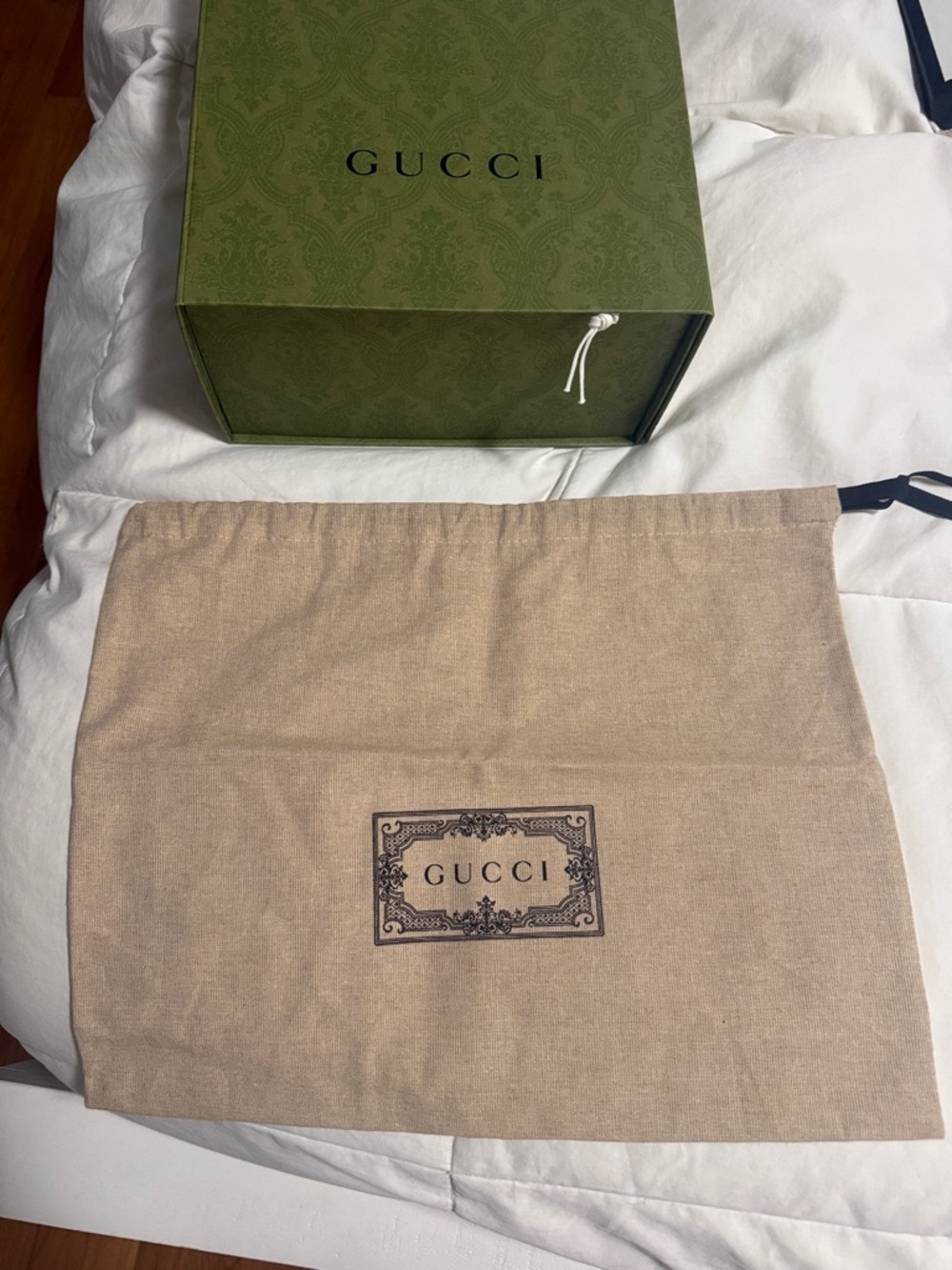 Gucci Beige Canvas Drawstring Logo Dust Bag